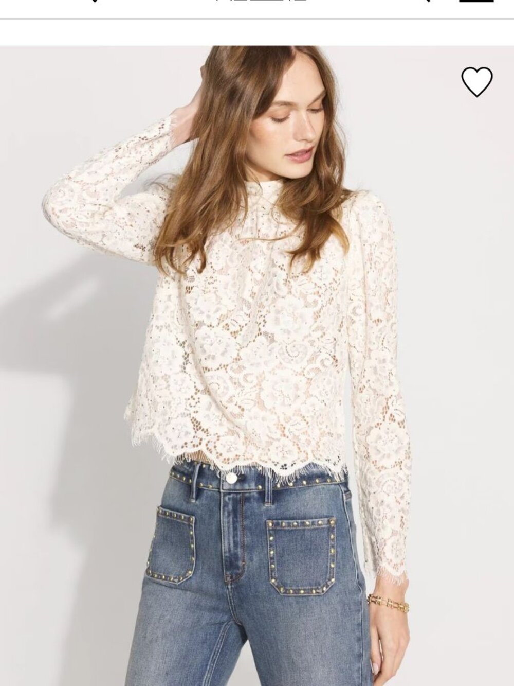 NWT WHITE HOUSE BLACK MARKET embellished lace blouse top